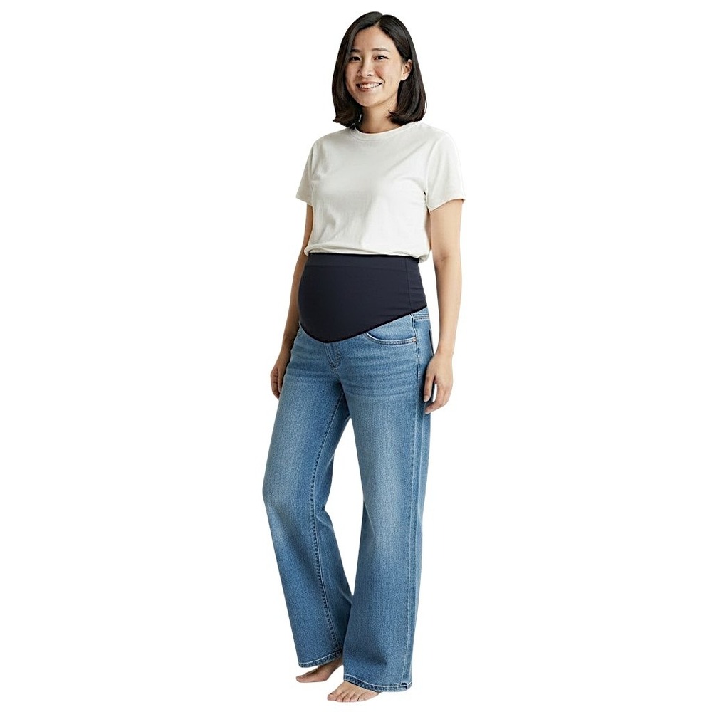 Seraphine Wide Leg Jeans 8 Wom Emmett Light Blue Mid Bump Tencel Maternity Denim - Picture 14 of 14